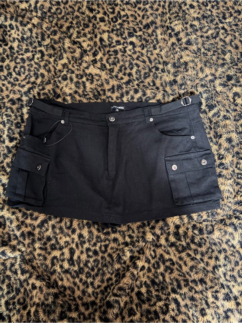 Fashion Nova Black Cargo Mini Skort